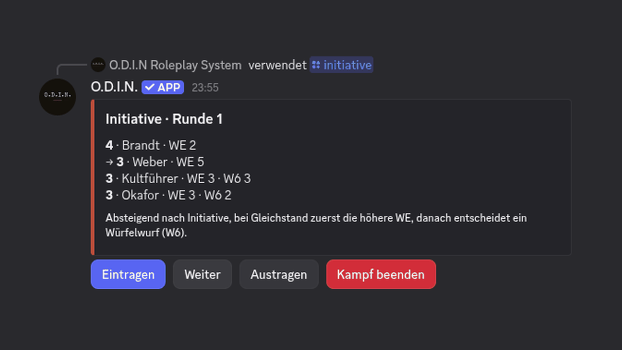 /initiative: Gleichstand bei 3, erst zählt die Weisheit, dann der W6